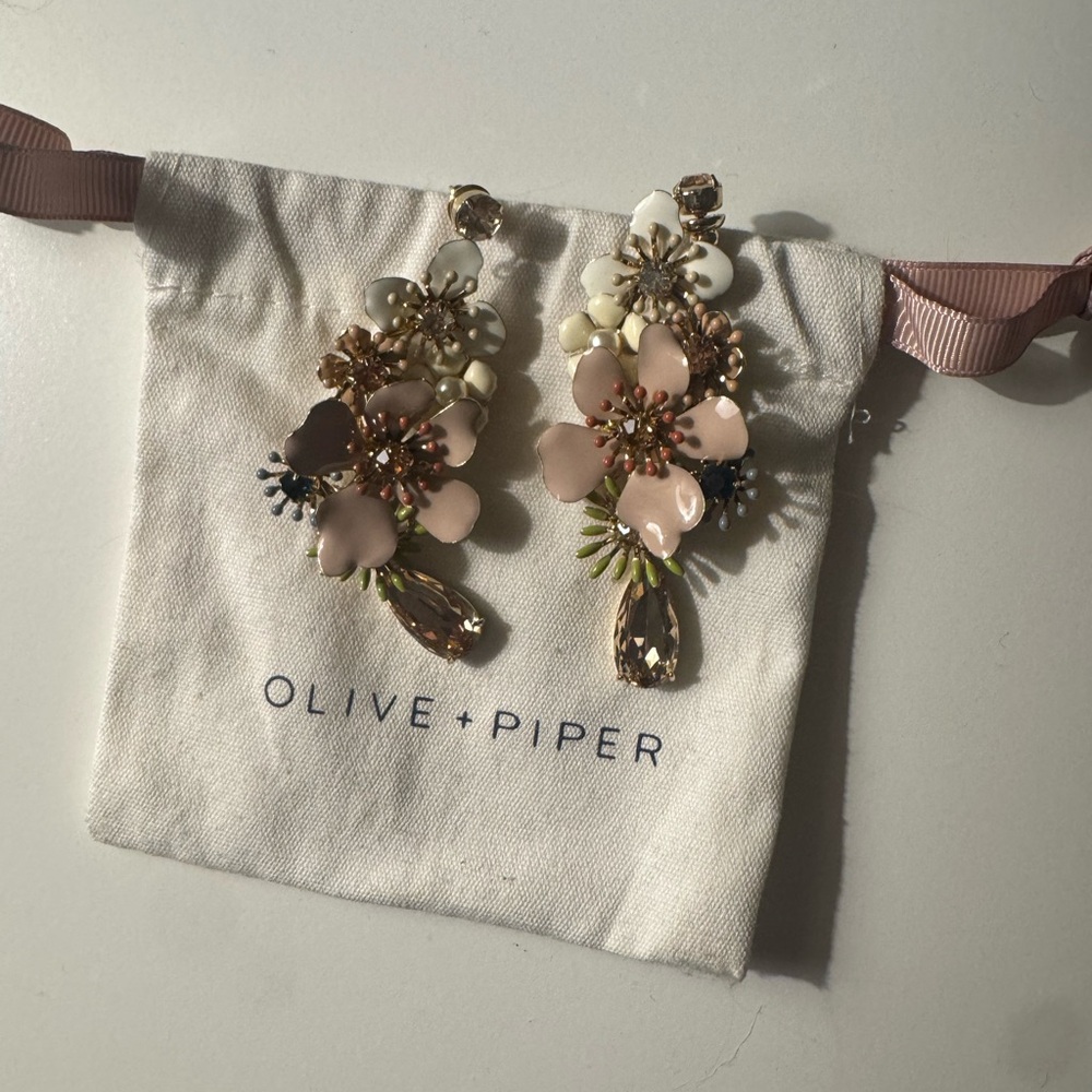 Olive + Piper Pink Floral Drop Earrings